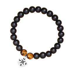 YELUWA Zu Meinem Bruder Armband, Onyx Tigerauge Stein Kompass Armband Geschenke Für Männer Junge, Bruder Armband Geschenke Für Bruder Geburtstag Geschenke Für Ihn Männer Von Schwester Bruder von YELUWA