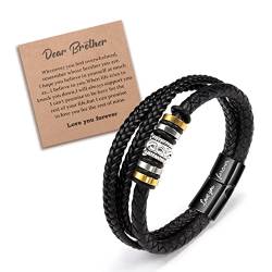 YELUWAn Meinen Bruder Armband, Edelstahl Geflochtenes Lederarmband Geschenk Für Männer Junge, Bruder Armband Geschenke Für Bruder Geburtstag Graduierung Geschenke Für Ihn Männer Von Schwester Bruder von YELUWA