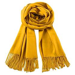 Damen Kaschmir Schal Winter Feinstrick Halstücher Stolen Umschlagtücher Schal Warmes Halstuch Yellow von YELYAN