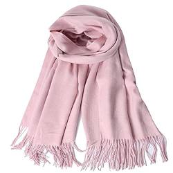 YELYAN Damen Kaschmir Schal Winter Feinstrick Halstücher Stolen Umschlagtücher Schal Warmes Halstuch pink von YELYAN