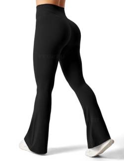 YEOREO Ausgestellte Leggings für Damen, Lynnie Bell Bottom Yogahose, hohe Taille, Bauchkontrolle, Bootcut, Workout-Leggings, #1 Schwarz, Groß von YEOREO