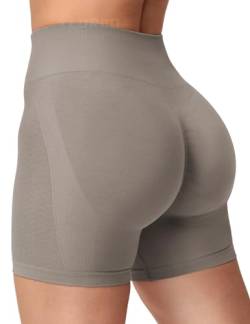 YEOREO Damen Scrunch Sport Shorts 4.5" Workout Shorts Nahtlose High Wasit Shorts Butt Lift Gym Yoga Shorts Mokka M von YEOREO