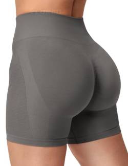 YEOREO Damen Scrunch Sport Shorts 4.5" Workout Shorts Nahtlose High Wasit Shorts Butt Lift Gym Yoga Shorts Zinn XL von YEOREO