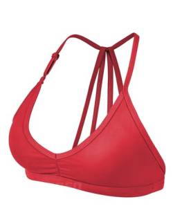 YEOREO Sport BH Damen Abnehmbare BH Träger Geschrumpft Top Gepolstert Rückenfrei Fitness Bra Sport Top mit Mittlerem Halt Date Red L von YEOREO