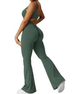 Yeoreo Jumpsuit Lizvette für Damen, sexy, rückenfrei, ausgestellt, figurbetont, Scrunch-Po, Yoga-Strampler, V-Ausschnitt, Small von YEOREO