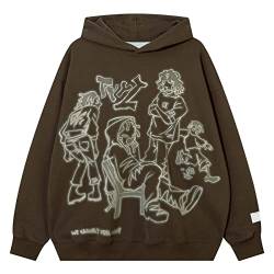 YEOU Herren Mode Pullover Hoodie Sweatshirt Fleece Y2K Harajuku Hip Hop Streetwear Casual Sweatshirt Kapuze, Tyz-02, L von YEOU