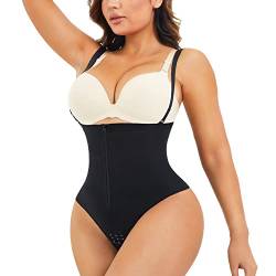 YERKOAD Nahtlose Tanga-Shapewear für Damen, Reißverschluss, doppelte Bauchkontrolle, Höschen, hohe Taille, Girdle Slimming Unterwäsche, Schwarz, M von YERKOAD