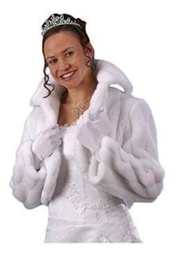 YES Jacke Bolerojacke Bolero Brautbolero Jäckchen Brautjacke Hochzeit Winter Web-Pelz Fell Modell A1 Ivory 36 von YES