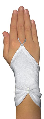 YES Schicke fingerlose Kommunionhandschuhe Handschuhe zur Kommunion, Strasssteinchen, Mädchen KA-34 von YES
