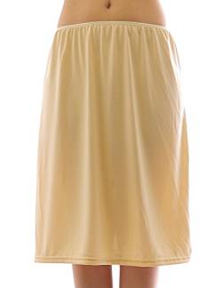 Maxi Unterrock Gummibund Falten Rock Skirt Maxirock Beige L/XL von YESET