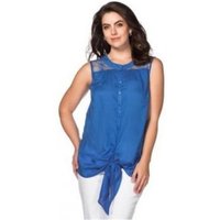 YESET Blusentop Damen Bluse mit Spitze Blusentop Top Shirt ärmellos Zipfel blau 825216 von YESET