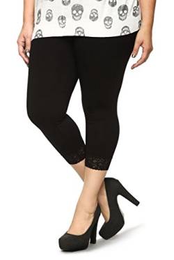 YESET Capri 3/4 Leggings Spitze Baumwolle Leggins Spitzenrand SCHWARZ L von YESET