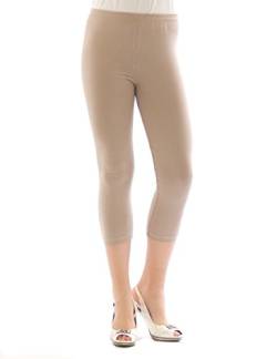 YESET Damen 3/4 Capri Leggings Baumwolle BEIGE XL von YESET