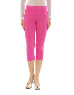 YESET Damen Capri 3/4 Leggings Leggins Baumwolle Hose Wäsche hoher Bund pink XXXL von YESET