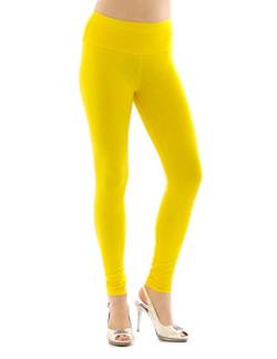 YESET Damen Leggings hoher Bund Lange Hose Leggins lang Baumwolle Wäsche gelb XL von YESET