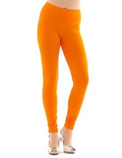 YESET Damen Leggings hoher Bund Lange Hose Leggins lang Baumwolle Wäsche orange L von YESET