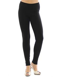 YESET Damen Leggings hoher Bund Lange Hose Leggins lang Baumwolle Wäsche schwarz L von YESET