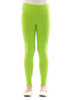 YESET Kinder Mädchen Leggings lang Blickdicht aus Baumwolle Hose Jungen Hellgrün 98 von YESET