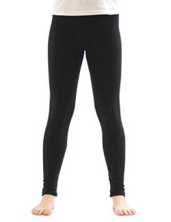 YESET Kinder Thermo Mädchen Leggings Fleece Hose lang Leggins aus Baumwolle schwarz 134 von YESET