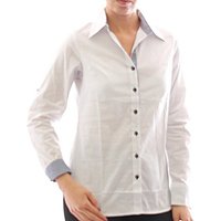 YESET Langarmhemd Damen Bluse Hemd Langarm Shirt Tunika Weiss Baumwolle 273 von YESET