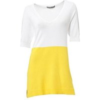 YESET Longpullover Damen Pullover kurzarm Feinstrick Shirt weiss gelb Gr. 34 032561 von YESET