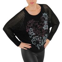 YESET Longpullover Pullover Strick Pulli Love-Blumen Top-Netz leicht Wolle von YESET
