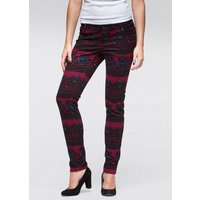 YESET Röhrenhose Damen Hose Röhre Ethno Print skinny Jeans Stretch bordeaux 36 932891 von YESET