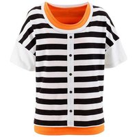 YESET T-Shirt Shirt Longtop 2-tlg. Bluse Top Tunika Streifen schwarz weiss orange 970574 von YESET