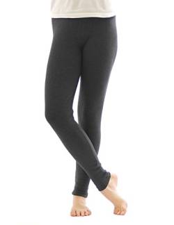 YESET Thermo Leggings Leggins Hose lang aus Baumwolle Fleece warm dick weich dunkelgrau XL von YESET