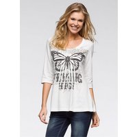 YESET Tunikashirt Damen Shirt 3/4 Arm Schmetterling-Print T-Shirt Tunika ecru 903248 von YESET