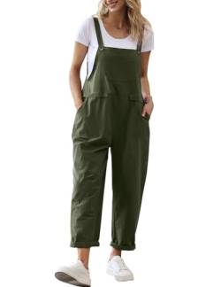 YESNO Damen Latzhose Sommer Oversize Trägerhose Beiläufig Loose Bib Pants Overall Baggy Jumpsuit Strampler Sommerhose mit Träger (3XL PV9DE Aschgrün) von YESNO