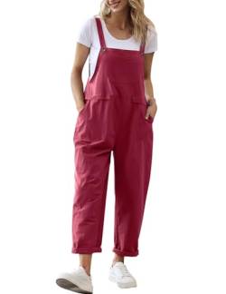 YESNO Damen Latzhose Sommer Oversize Trägerhose Beiläufig Loose Bib Pants Overall Baggy Jumpsuit Strampler Sommerhose mit Träger PV9DE von YESNO