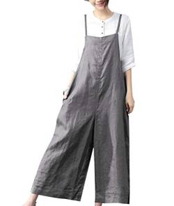 YESNO Damen Latzhose mit Beiläufig Retro Oversize Loose Hose Größe Baggy Jumpsuit Sommerhose (3XL PZZTYP2DE GRAY) von YESNO