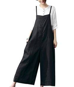 YESNO Damen Latzhose mit Beiläufig Retro Oversize Loose Hose Größe Baggy Jumpsuit Sommerhose (M PZZTYP2DE BLACK) von YESNO