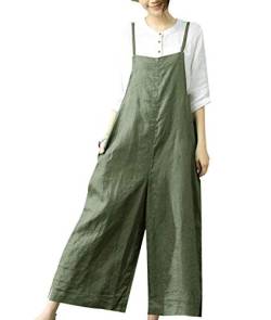 YESNO Damen Latzhose mit Beiläufig Retro Oversize Loose Hose Größe Baggy Jumpsuit Sommerhose (XL PZZTYP2DE ASH GREEN) von YESNO