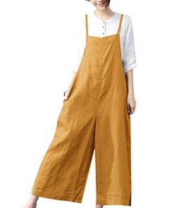 YESNO Damen Latzhose mit Beiläufig Retro Oversize Loose Hose Größe Baggy Jumpsuit Sommerhose (XL PZZTYP2DE GINGER) von YESNO