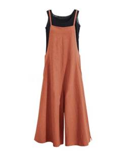 YESNO Damen Latzhose mit Beiläufig Retro Oversize Loose Hose Größe Baggy Jumpsuit Sommerhose (XL PZZTYP2DE RUST) von YESNO