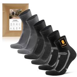 YESWEL 6 Paar Herren Laufsocken 39-42, Quarter Sportsocken mit Polsterung, Atmungsaktive Running Socken für Laufen,Sport (Mehrfarbig01) von YESWEL