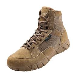 YEVHEV Tactical Schuhe Herren Leichte Militär Stiefel rutschfeste Ultralight Sportschuhe Verschleißfest Militärstiefel für Camping,Wandern,Sport,Outdoor Braun Gr.44 von YEVHEV