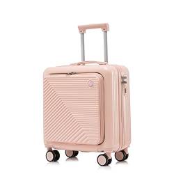 YEWMTRE Gepäck, 18 Zoll, erweiterbarer Laptop-Trolley, rosa Gepäck, vorne zu öffnender Reise-Kabinenkoffer mit Rollen, Bordkoffer, Koffer von YEWMTRE