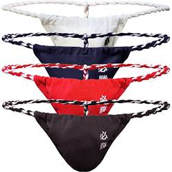 Herren String Männer Tanga Mini Sumo Wrestling Slip Dessous Bademode Unterwäsche 4er Pack (Color 1 (black/white/red/navy), L) von YFD