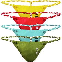 Herren String Männer Tanga Mini Sumo Wrestling Slip Dessous Bademode Unterwäsche 4er Pack (Color 3 (yellow/blue/green/red), M) von YFD