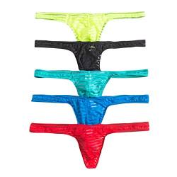 Herren String Mesh Low Rise Tanga Bikini Slips Shorts Unterhosen 5er Pack (XL, Mehrfarbig) von YFD