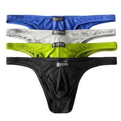 YFD Herren Bequeme modal Slips String Sexy Low Rise Tanga Unterwäsche 4er Pack (L, 4pcs Briefs(Blue/Black/Light Gray/Green)) von YFD