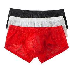 YFD Herren Boxershort Unterwäsche Mesh Low Rise Retroshorts Trunks Unterhosen 3er Pack (XL, Boxer1) von YFD