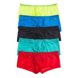 YFD Herren String Slips Mesh Low Rise Tanga Bikini Shorts Unterhosen 5er Pack (L, Slips) von YFD