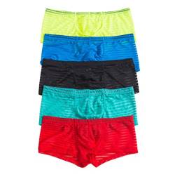 YFD Herren String Slips Mesh Low Rise Tanga Bikini Shorts Unterhosen 5er Pack (XL, Slips) von YFD