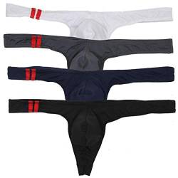 YFD Herren Strings Männer Tanga Slips Atmungsaktive Mesh Unterwäsche Bequeme Unterhose Low Rise T-Back Bikinis Unterwäsche Pack von YFD