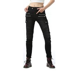 YFFS Motorradhose Damen Jeans Textil Motorrad Hose mit Protektoren Abnehmbare Pads, Sportliche Motorrad Hose Motorradjeans Schutzhose Biker Pants (Schwarz,S) von YFFS