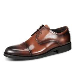 YFFUSHI Herren Business Schuhe Schnürhalbschuhe Männer Derby aus Echter Rindsleder Anzugschuhe Leder Braun 40 von YFFUSHI